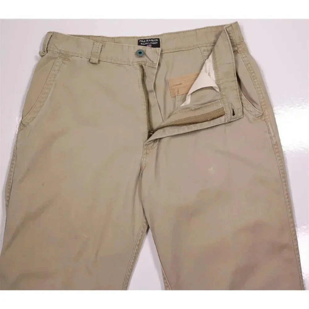 Polo Jeans Co Ralph Lauren Vintage 2000s Y2K Wide Leg Khaki Military Pants 32x29 - Picture 5 of 6